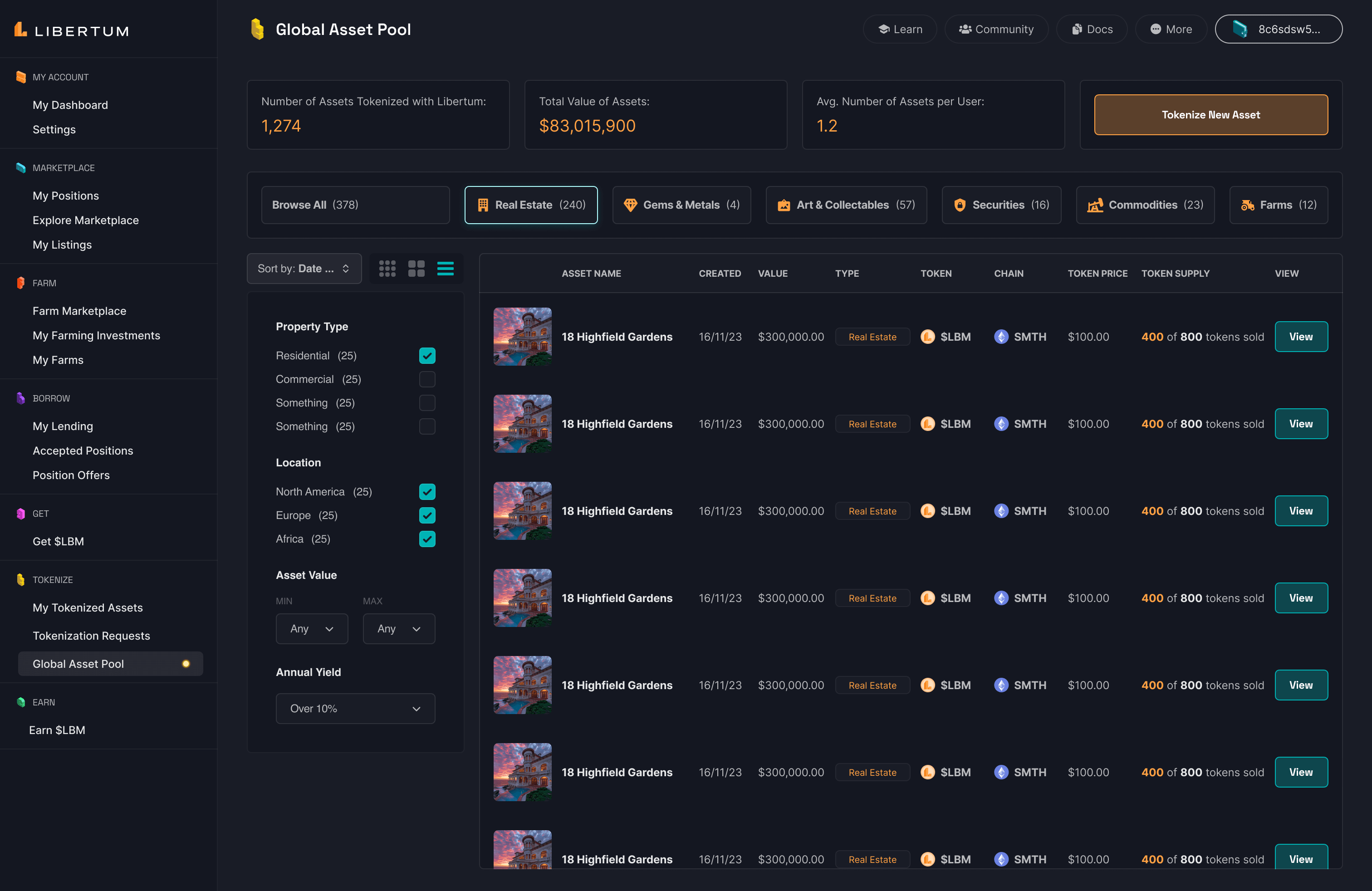 Libertum dashboard detail