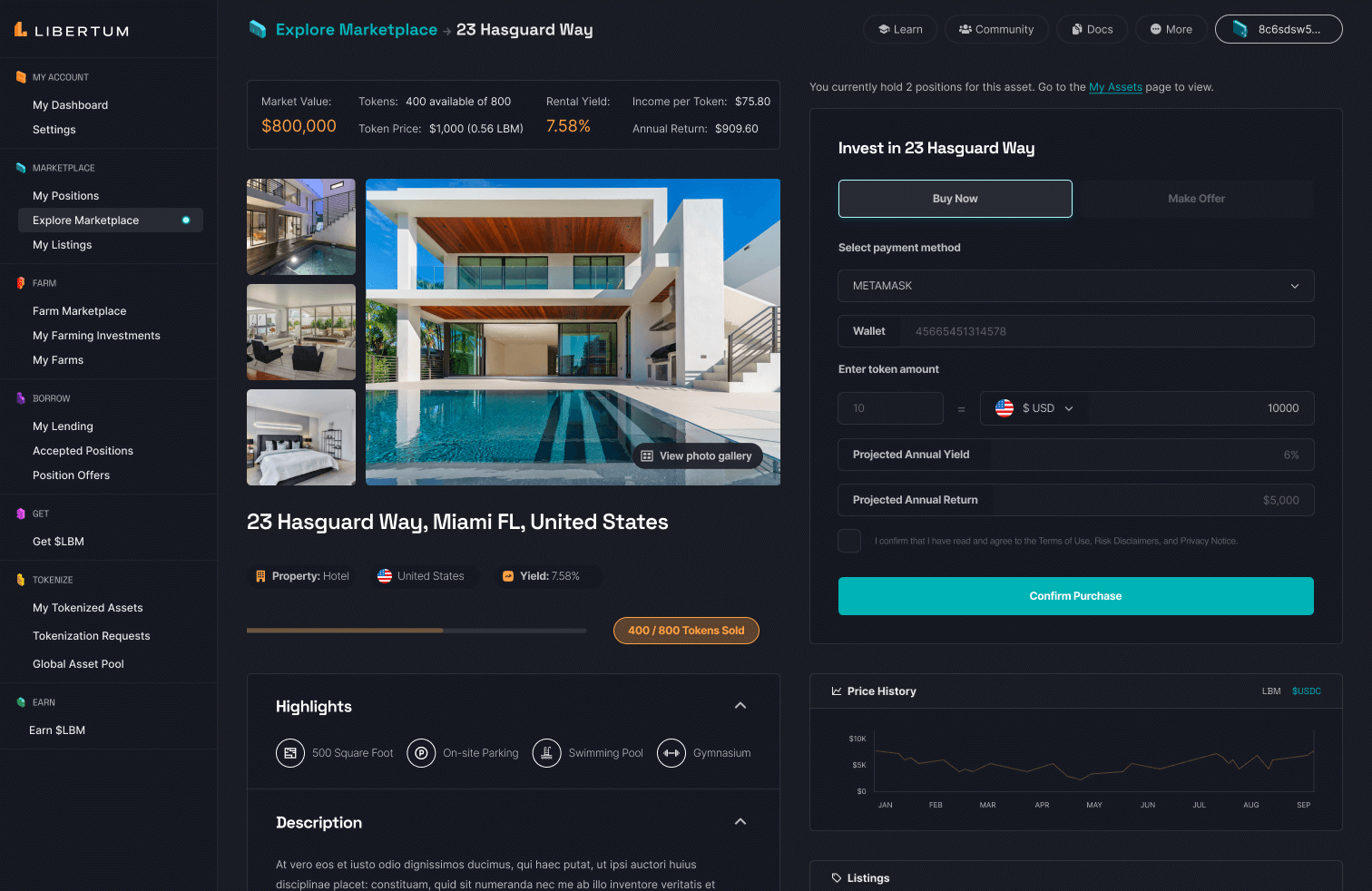 Libertum dashboard detail